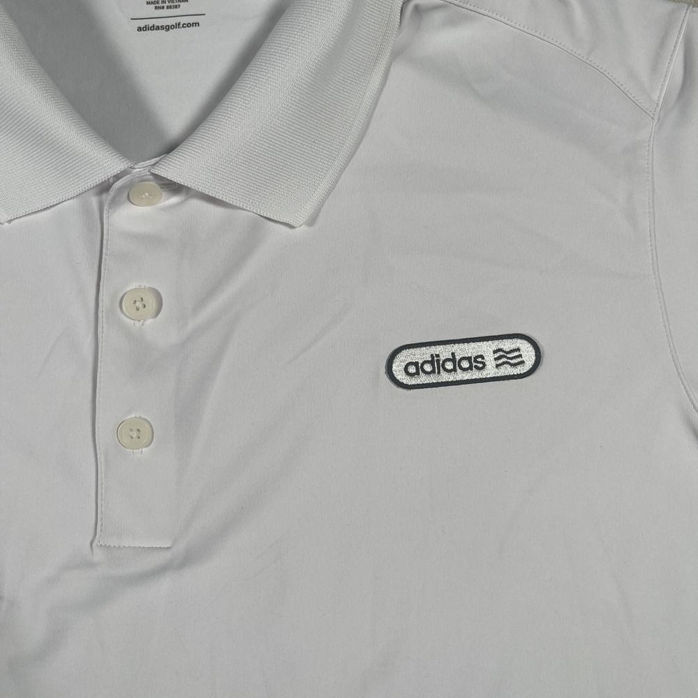 Adidas Golf Polo Shirt Performance Mens Large White Retro Logo Short Sleeve - Picture 4 of 9